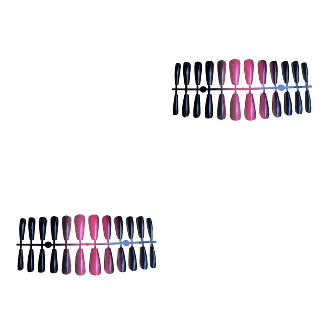 Minnieouse 24 piezas de uñas artificiales Extra Long Press on Full Wrap Gradient Puntas de uñas postizas para mujeres niñas gradiente black05 Type1 NO1 Minnieouse CBP456233