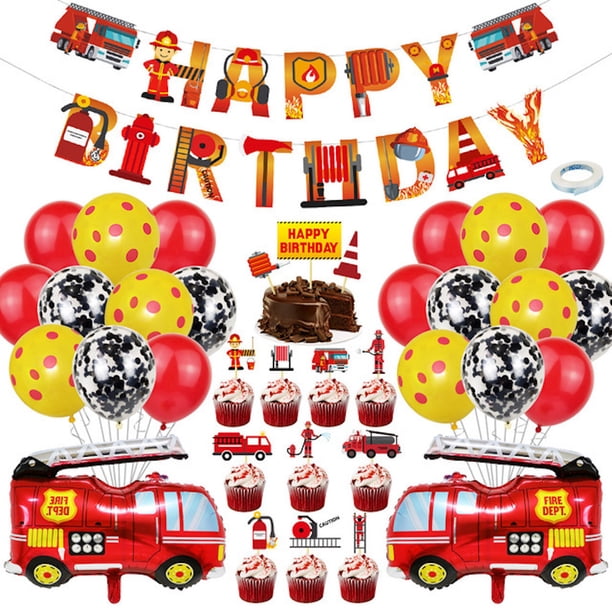 Kit de globos de látex con diseño de camión de bomberos, 58 unidades