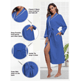 thumbnail image 3 of EA'S SECRET 100% Cotton Womens Long Robe Lightweight Kimono Bath Robe with Pockets(Blue,L), 3 of 9
