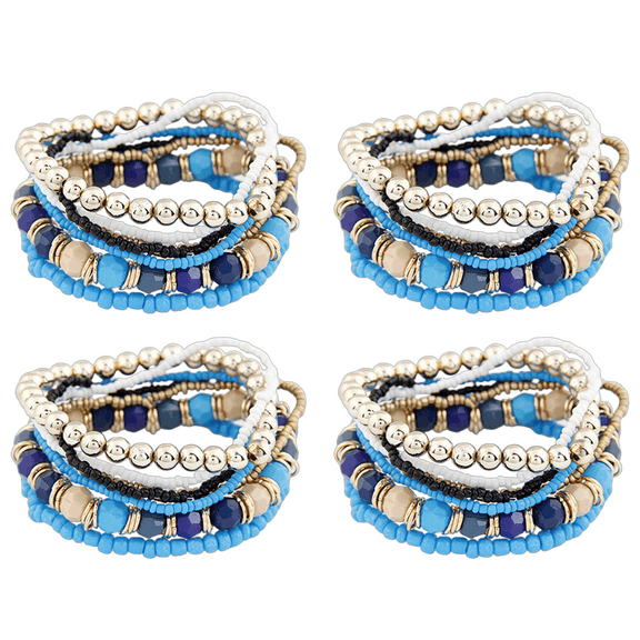 DESIGNICE Bracelets for Teen Girls Bohemian Bracelet Friendship Bracelets Hybrid Multi-Layered Elastic Matching Bracelets Dark Blue
