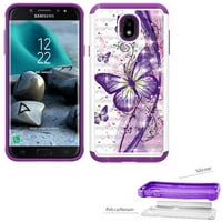 For Samsung Galaxy J3 Orbit Case, Express Prime 3 Case, Amp Prime 3 Case, J3 Star Case, J3 Achieve Case, Galaxy J3V 3rd Gen, J3 Top, J3 (2018) Crystal-Cover (Crystal Butterfly with Purple)