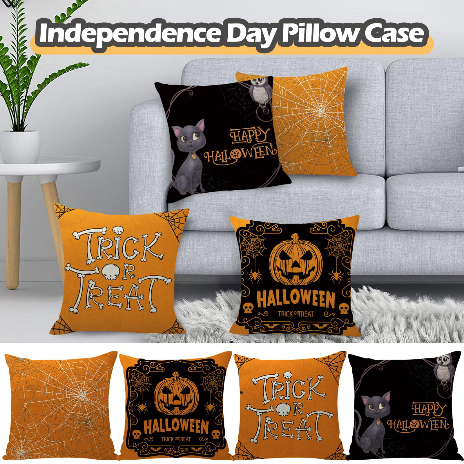 Happy Halloween Pillow Cases Linen Sofa Bedroom Office Cushion Cover Home Decor