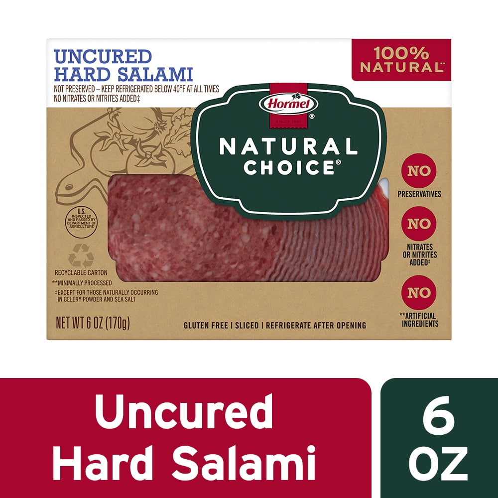 Hormel Natural Sliced Uncured Hard Salami Lunch Meat, 6 oz