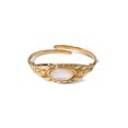 thumbnail image 3 of Anillo de acero inoxidable con incrustaciones de piedra blanca y circonita con apertura en forma de estrella en oro de 14 quilates estilo retro francés, anillo de acero de titanio, 3 of 6