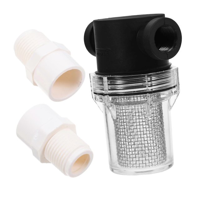 Pipeline water filter prefilter for garden irrigation, portable plastic mesh filter efficiently removes dirt and particles.