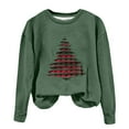 thumbnail image 3 of Kctiaxy Green Sweatshirt for women Long Sleeve Crew Neck Christmas Graphic Print Sweatshirt Causal Loose Pullover Sweater Warm Fall Winter Fashion, 3 of 4