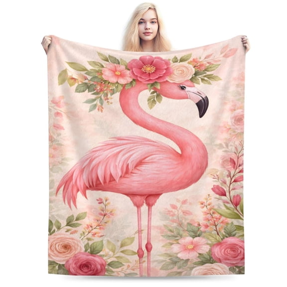 Flamingo Blanket Flamingo Flower Throw Blanket Soft Warm Cozy Fuzzy Plush Gifts for Girls Women Lightweight Fleece Flannel Stuff Gift for Kids Adults 50x40