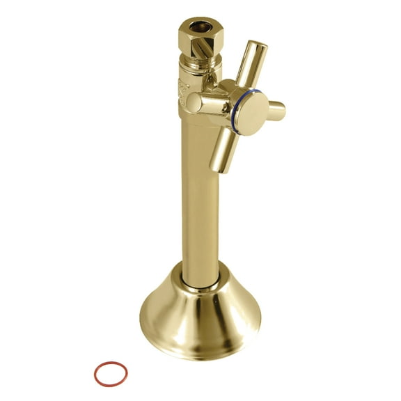 Kingston Brass CC83252DX 1/2-Inch Sweat x 3/8-Inch O.D. Comp Straight Shut-Off Valve with 5-Inch Extension in Polished Brass