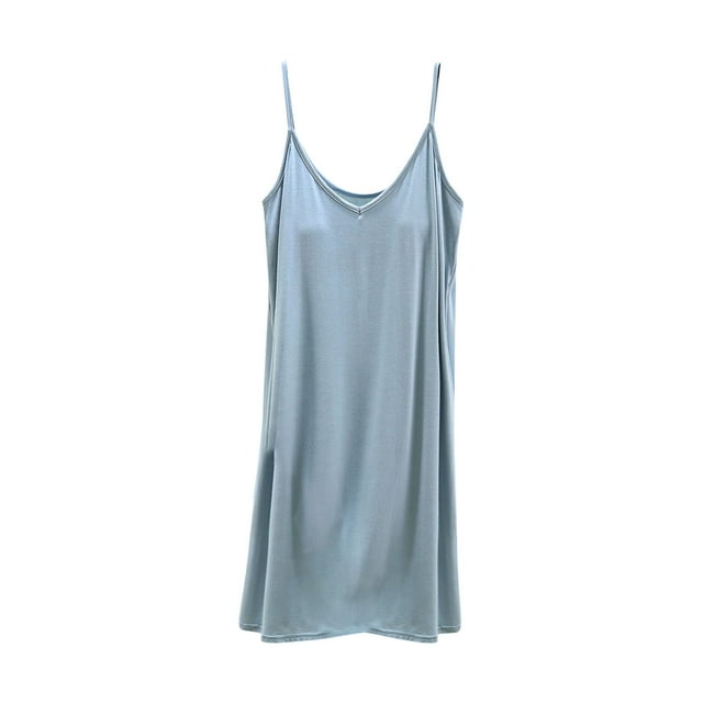 Birdeem Chemises de Nuit pour Femmes Bretelles Pyjama Grande Taille Robe de Maison Courte avec Coussin de Poitrine Style Mince Intégré Débardeur Couleur Intégrée Demi-Manche