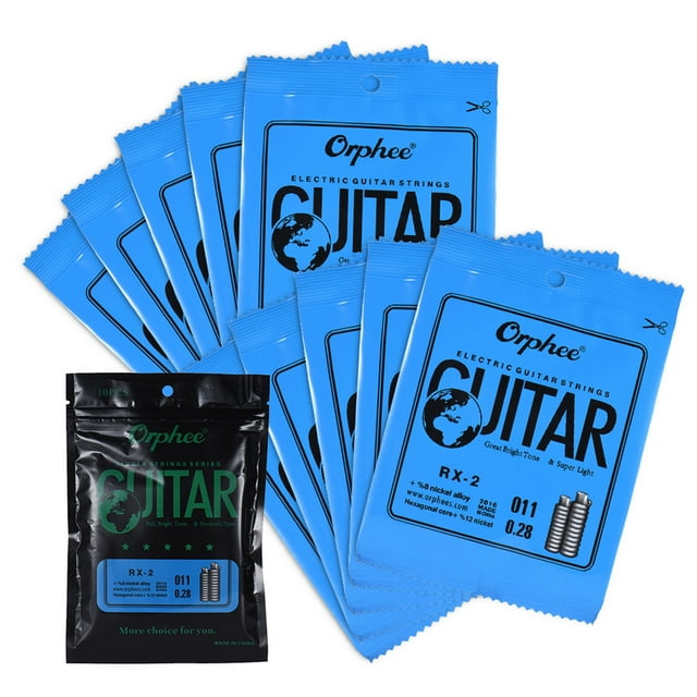 Orphee RX-2 Single String Replacement for Electric Guitar 2nd B-String (.011) 10-Pack Nickel Alloy Super Light Tension
