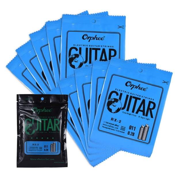 Instrumentos de cuerda Reemplazo orphee RX-2 Cuerda para guitarra eléctrica 2ª B-String (.011) 10-Pack aleación de níquel Super Light Tension Orphee Instrumentos de cuerda