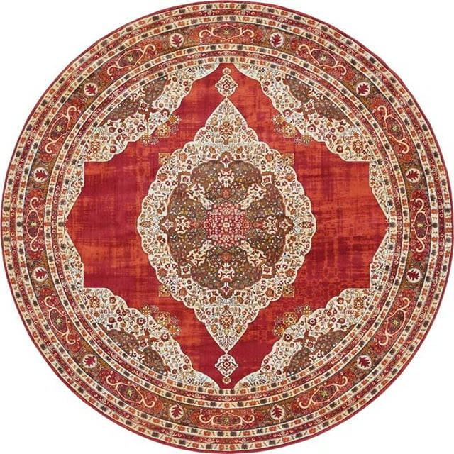 Unique Loom 3140274 8 Pieds 4 Po x 8 Pieds 4 Po Tapis Rond Regla Baracoa&44; Rouge