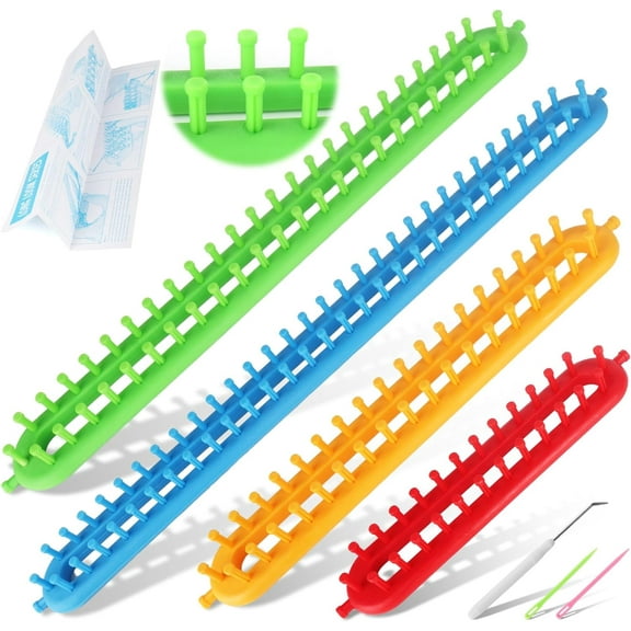 Long Knitting Loom Set with Instructions-Scarf Hat Blanket Loom Knitting Kit-Rectangular Knitting Looms for Beginners Kids Adults-Shawl Sweater Sock Knitting Looms for Crocheting