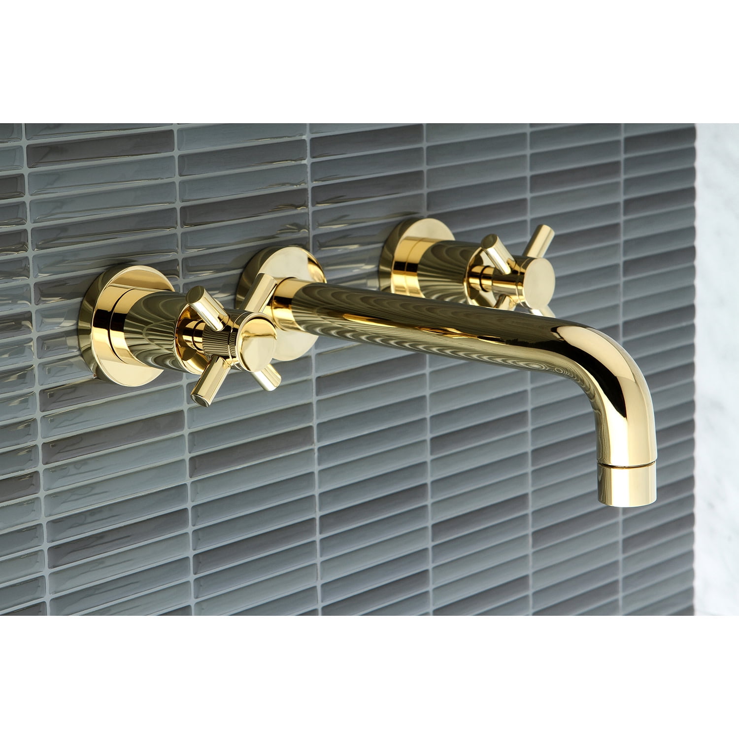 Kingston Brass KS8122DX Concord 2-Handle Wall Mount Bathroom Faucet, Polished Brass