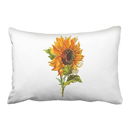 Sunflower Pillow Cases WinHome Oil Painting Orange Sunflower Green Leaves With White Decorative Pillowcases With Hidden Zipper Decor Cushion Covers Two Side 20x30 inches ()