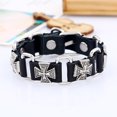 thumbnail image 2 of Men's 2 Piece Cross Leather Bracelets Set Stackable Braided Cuff Bracelet Punk Rock Handmade Bracelet, 2 of 5