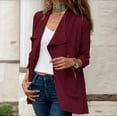 thumbnail image 2 of Lindreshi Shackets for Women 2023 with Pockets Women Solid Color Casual Long Sleeve Pocket Mid-Length Cardigan Tops Blouse Coat, 2 of 6