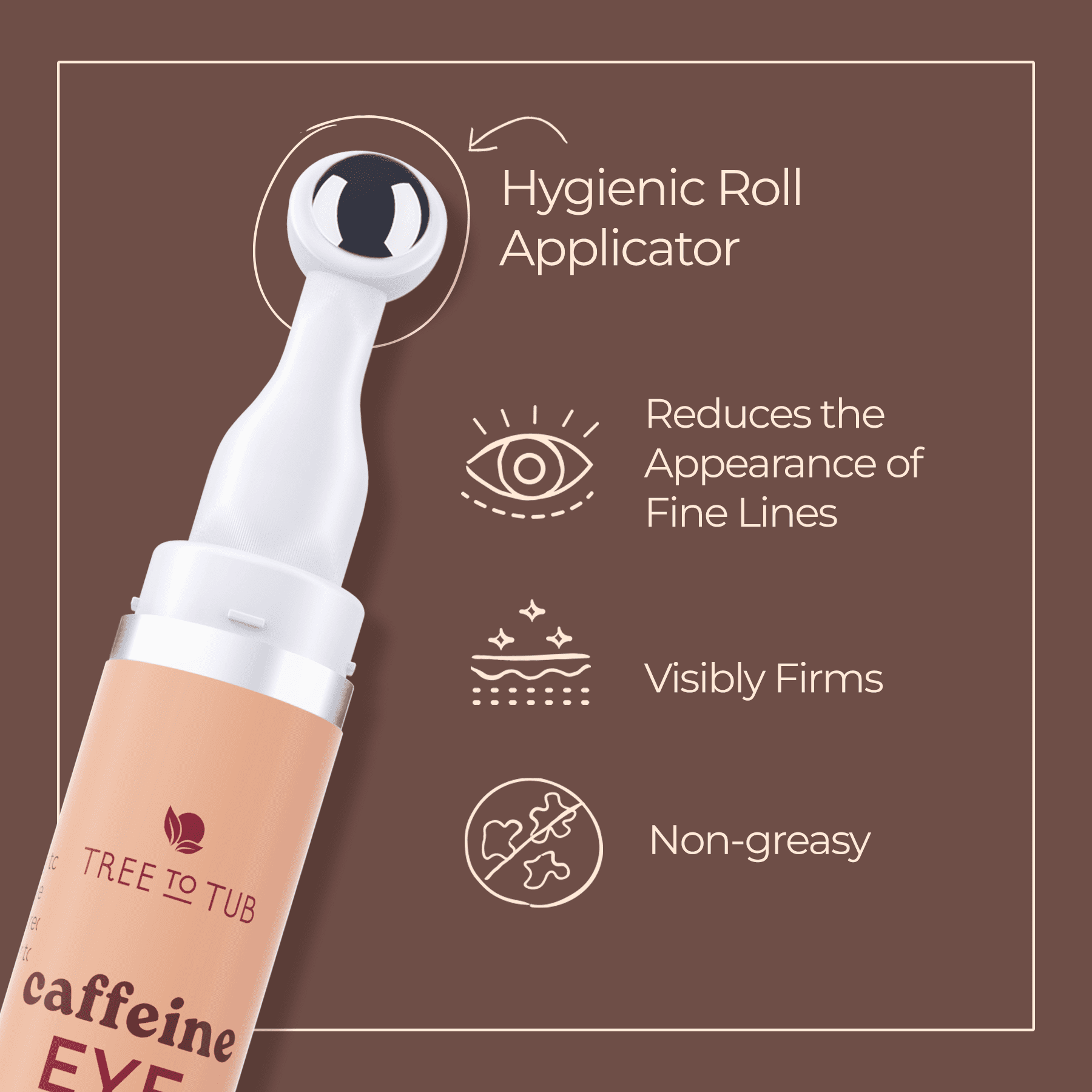 Tree To Tub Caffeine Eye Cream - Under Eye Brightener for Dark Circles, Eye Roller for Puffy Eyes, Puffiness and Bags 0.5 oz