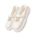thumbnail image 4 of Zapatos Redondos para Mujer Suelas Gruesas Sandalias Planas Verano Cerrado Punta Redonda Zapatos Sin Cordones 37 a 38 Blanco, 4 of 8