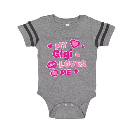 

Inktastic Valentine s Day My Gigi Loves Me Hearts and Lips Gift Baby Boy or Baby Girl Bodysuit