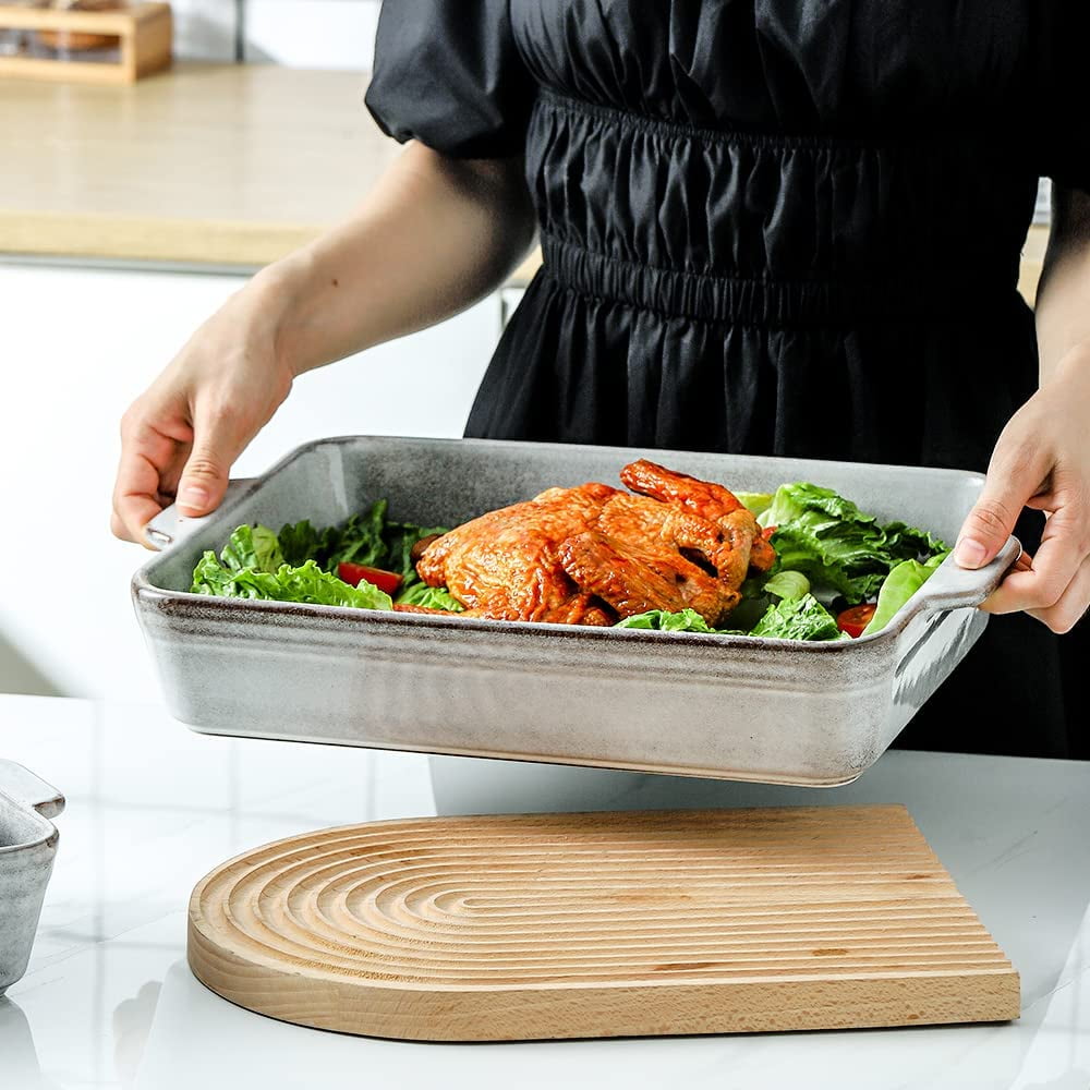 KOOV 3-Piece Ceramic Baking Dish Set – Rectangular Casserole Dishes, Oven Safe To 500°F, 9x13 Inch (White)