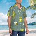 thumbnail image 5 of Balery Cute Yoga Frogs Print Men's Hawaiian Shirts Short Sleeve Beach Shirt Relaxed Fit Vacation Button Down Shirts-Small, 5 of 9