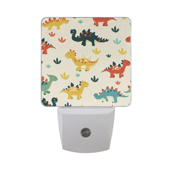 Cute Colorful Dinosaur Animal LED Night Light Dusk to Dawn Sensor 2 Pack Plug-in Soft Light Nightlights for Bedroom Bathroom Nursery Hallway Kitchen