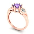 thumbnail image 2 of Three-Stone Engagement Ring for Women - 1.72ct Simulated Alexandrite in 18K Rose Gold Promise Ring, 2 of 6