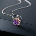 thumbnail image 4 of Gem Stone King 925 Sterling Silver Purple Amethyst Pendant Necklace for Women (2.22 Ct Cushion 8MM with 18 inch Silver Chain), 4 of 5