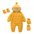 thumbnail image 1 of Baby Winter Snowsuit Fleece Lined Romper Pointed Hooded Coat with Mittens Shoes 0-24M, 1 of 8