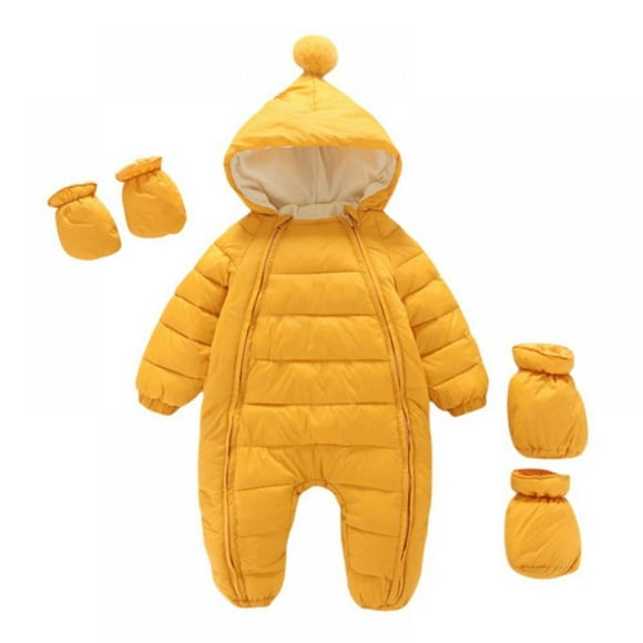 Bangus Bébé Hiver une Pièce Costume de Neige avec Capuche Gants Zippé Enfant en Bas Âge Matelassé Sleepsuit