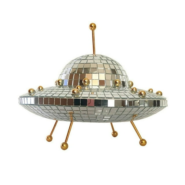 Disco Ball UFO Mirror Reflective Balls Kawaii Home Desk Decorations (Silver)