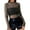 Black, variant on Hibeli Women Semi Sheer Mesh See Through Stars Long Sleeve Glitter Clubwear Blouse Top