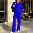 thumbnail image 3 of Womens Solid Color Full Zip Hoodie Tracksuit Long Sleeve with Pockets Drawstring Waist Jogger Pants Loose Fit Comfortable Sets Casual Fall Winter Lounge Wear Two Piece Tracksuit, 3 of 8