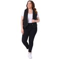 thumbnail image 3 of DARING DIVA Women's Plus Size Lapel Sleeveless Waistcoat Jean Vest Jacket 4X Black, 3 of 6