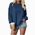 thumbnail image 7 of NOLDARES Womens Oversized Sweatshirts Fleece Sweaters Long Sleeve Crewneck Hoodies Fall Solid Color Drop Shoulder Pullovers,Navy,XL, 7 of 7