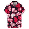 thumbnail image 5 of Camisa hawaiana con estampado 3D de corazones de amor para hombre, camisa informal de manga corta con botones y cuello de solapa para vacaciones en la playa, camisa Aloha de verano, 5 of 5