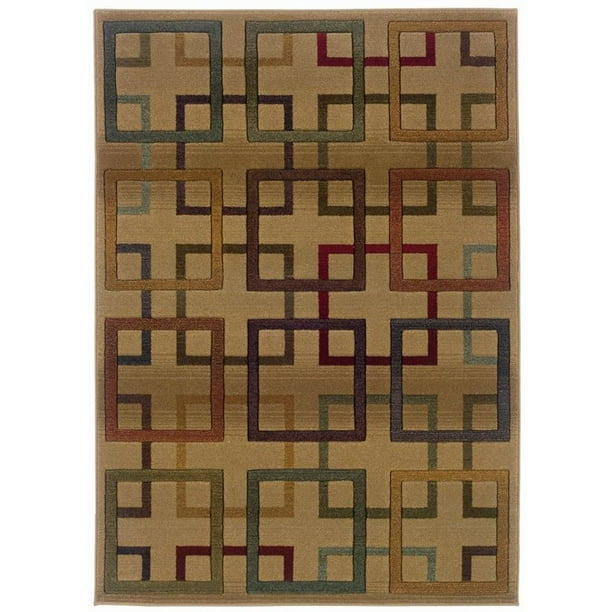 Sphinx Genesis Area Rugs 096J1 Contemporary Beige Geometric Squares Boxes Cubes Rug Walmart