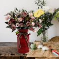 thumbnail image 3 of Milk Can Rustic Metal Shabby Chic Milk Jug Vase With Rope French Rustic Bucket Retro Style Dried(red), 3 of 5