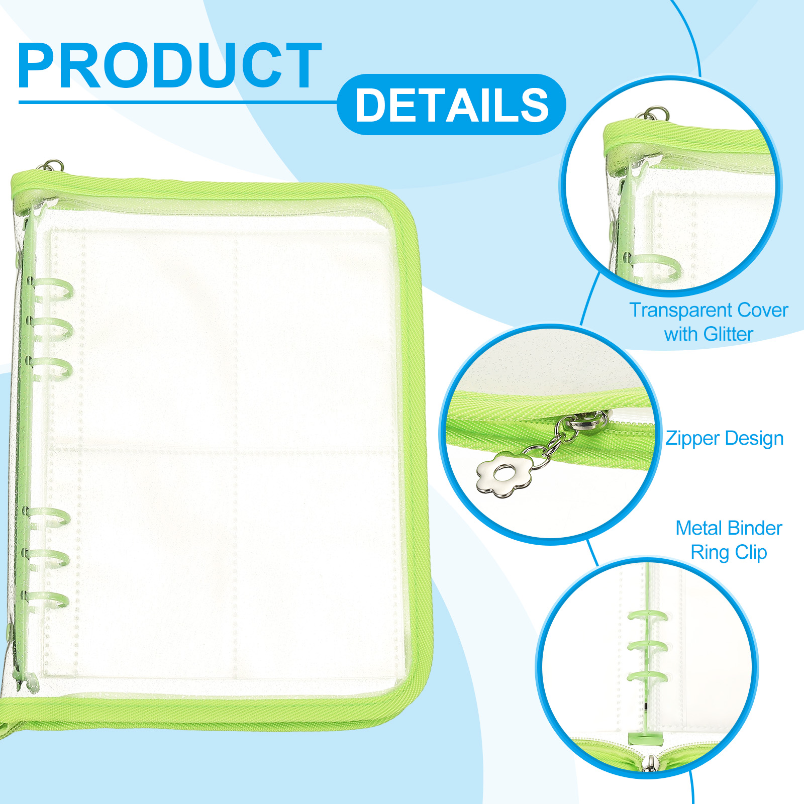 Uxcell Sticker Organizer Binder, Reusable A5 Album with 180 Pocket, Green