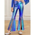 thumbnail image 2 of RUNQHUI Kids Girls Split Bell-Bottom Metallic Pants for Party Pageant Dance Sparkle Bell Bottoms Blue 8, 2 of 6