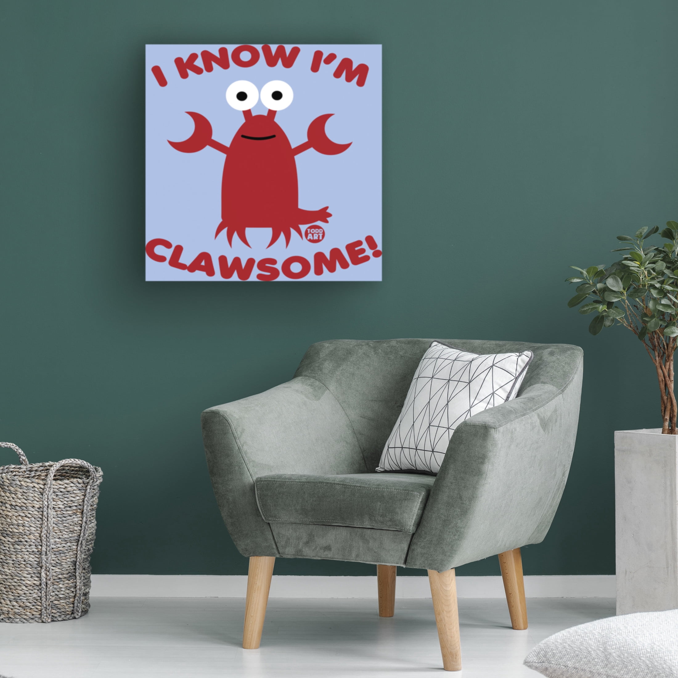 Canvas Wall Art - toddart 'Clawsome Lobster' Wall Art for Living Room, Bedroom, or Office Décor by Trademark Fine Art - 24 x 24 Inches