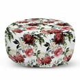 thumbnail image 1 of Shabby Flora Pouf Cover with Zipper, Country Style Floral Flower Roses Watercolor Image Art, Soft Decorative Fabric Unstuffed Case, 30" W X 17.3" L, Dark Coral Maroon, by Ambesonne, 1 of 5