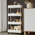 thumbnail image 4 of WEGFTDUOP Slim 4-Tier Rolling Storage Cart, 15.9"×12.6"×5.3" Narrow Plastic Mobile Organizer for Bathroom, Kitchen, Laundry Room, RV, Office, Easy-Assembly Waterproof Shelf Unit, 4 of 6