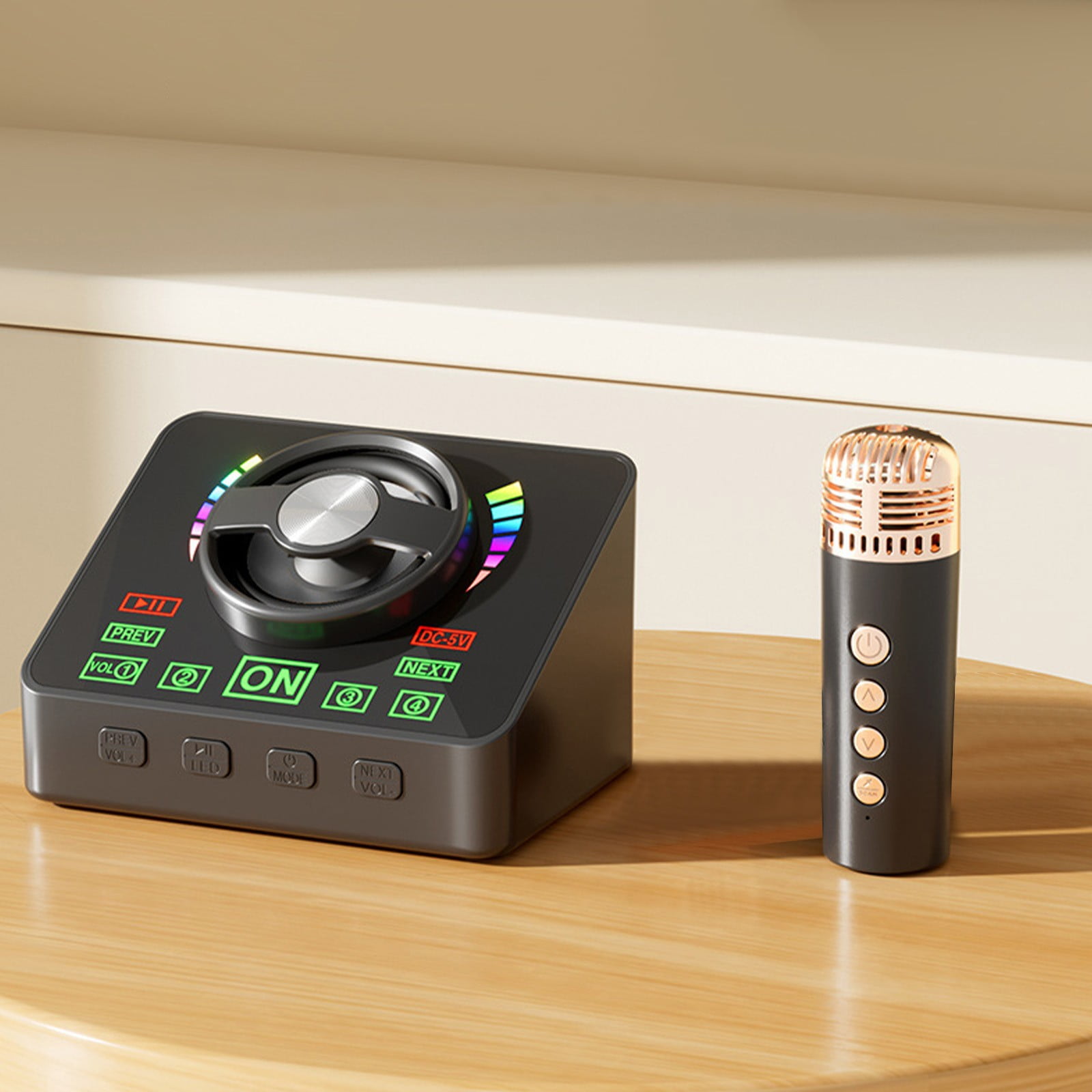 YUNAFFT Karaoke Portable Bluetooth 5.3 Speaker System With 1 Wireless Microphones Home Family Singing