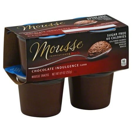 Jell-O Mousse Temptations Sugar-Free Chocolate Indulgence Mousse Snack, 4 Count