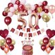 thumbnail image 1 of Birthday Decorations for Women, Burgundy Rose Gold Party Decorations with Heart Foil Balloons Happy Birthday Balloons Banner Cake Topper Wedding Anniv, 1 of 4
