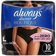 Always Discreet Boutique Incontinence Underwear, Maximum Protection, L, Black, 10 Count