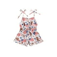 thumbnail image 2 of Baby Girl 4th of July Romper Cute Sleeveless Tie Strap Button Jumpsuit Toddler Playsuit with Belt, 2 of 10