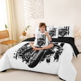 thumbnail image 3 of Castle Fairy Grunge Motorcycle Bedding Comforter Set 7 Pieces for Teens, Skull American Flag Full Bedding Set for Edgy Bedroom, Black White,Black Reversible, 3 of 7